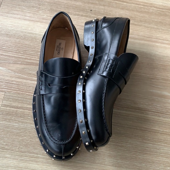 Valentino Garavani metal studded made in Italy size 8(41) slip on black moccasin main image 7